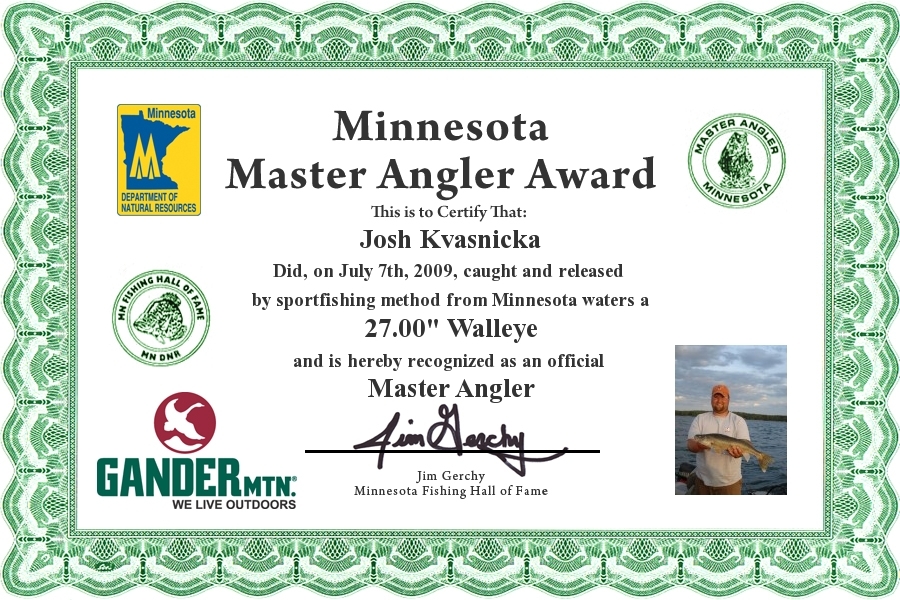 Josh Kvasnicka Fishing Hall of Fame of Minnesota